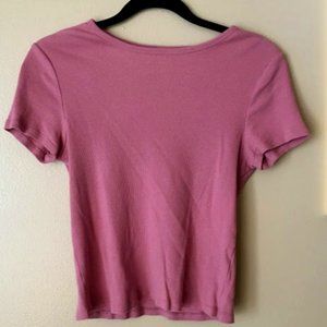 Kensie Ribbed Pink Shirt